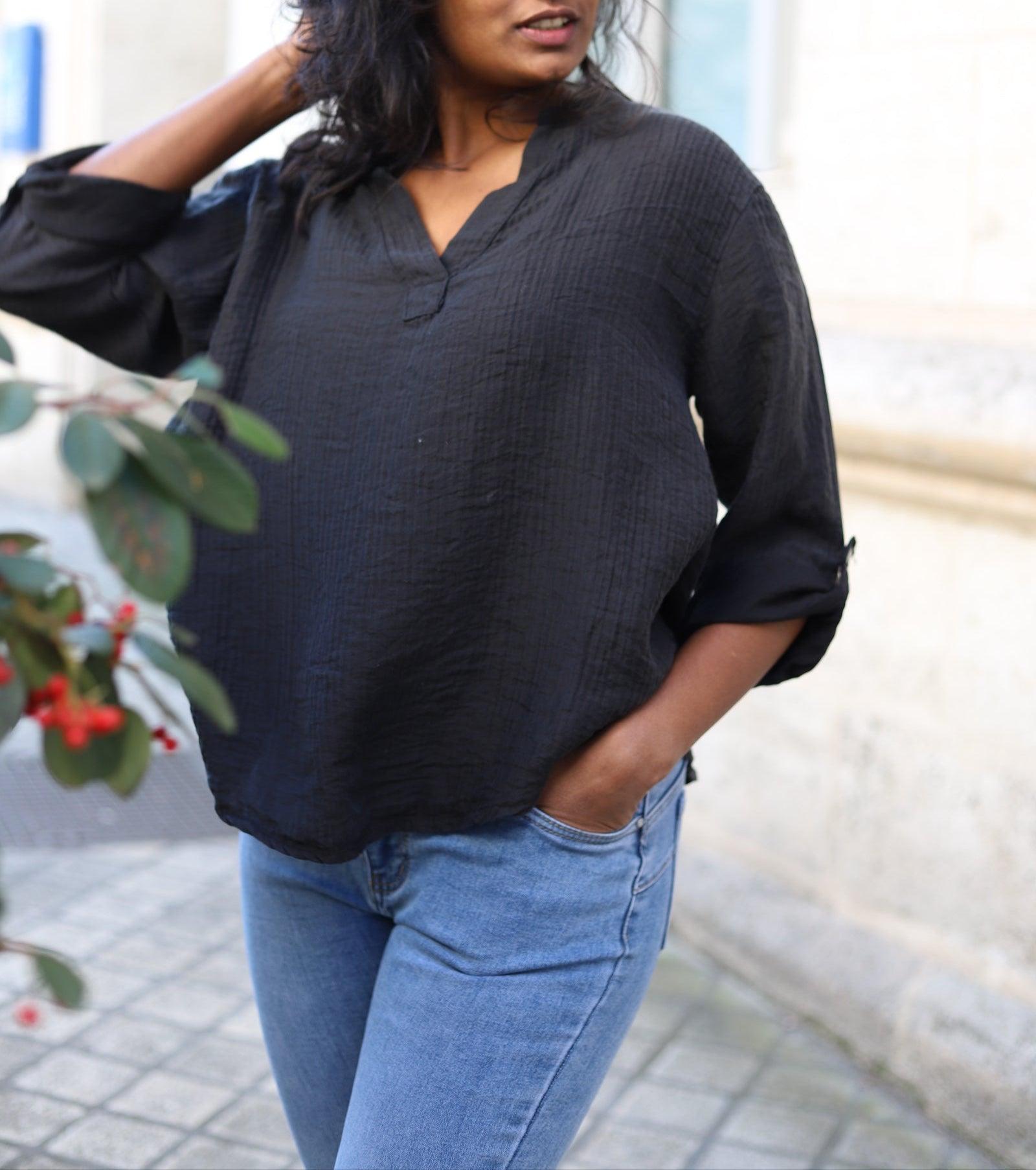 Blouse Fluide Femme en Tissu Gaufré - beautifulshop - boutique sur Angoulême - Poitou Charente 