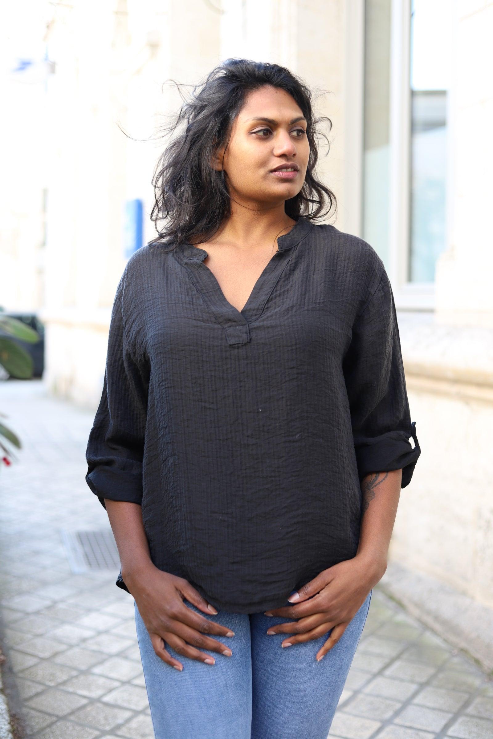 Blouse Fluide Femme en Tissu Gaufré - beautifulshop - boutique sur Angoulême - Poitou Charente 