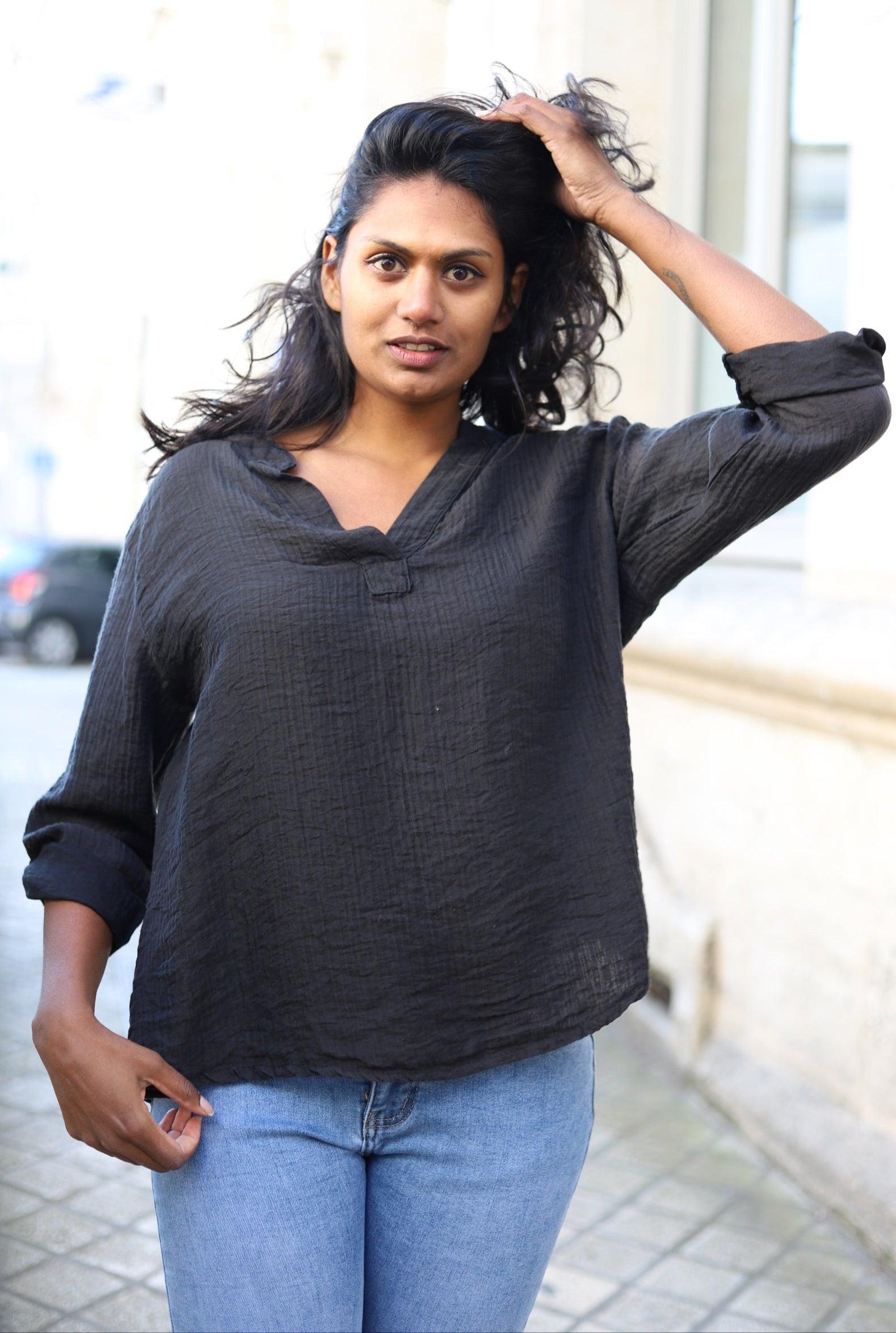 Blouse Fluide Femme en Tissu Gaufré - beautifulshop - boutique sur Angoulême - Poitou Charente 