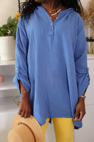 Blouse Oversize en Gaze de Coton Bleu - beautifulshop - vêtements femmes sur Angoulême 