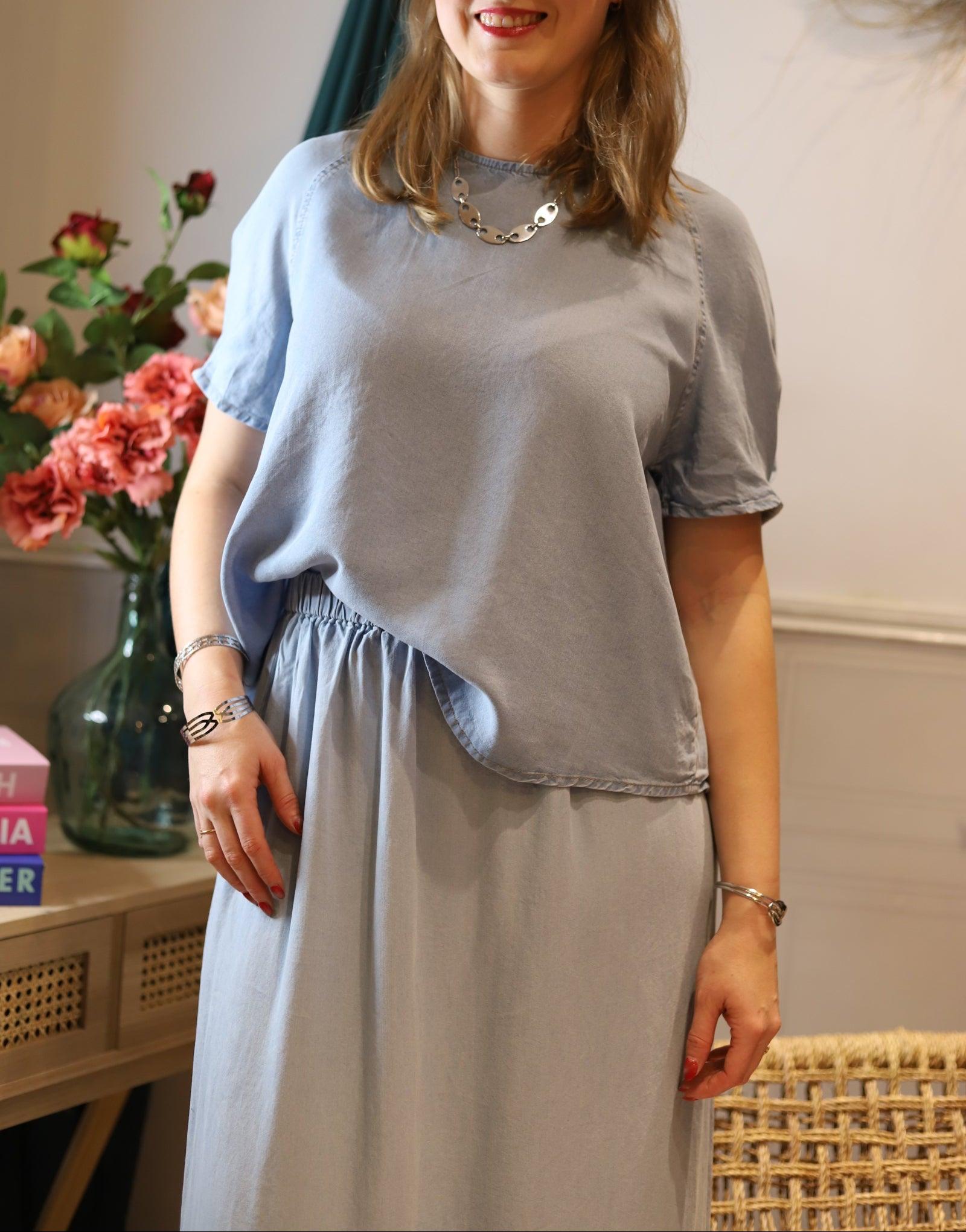 Blouse en Jean Manches Courtes - beautifulshop - boutique mode femme sur Angoulême 