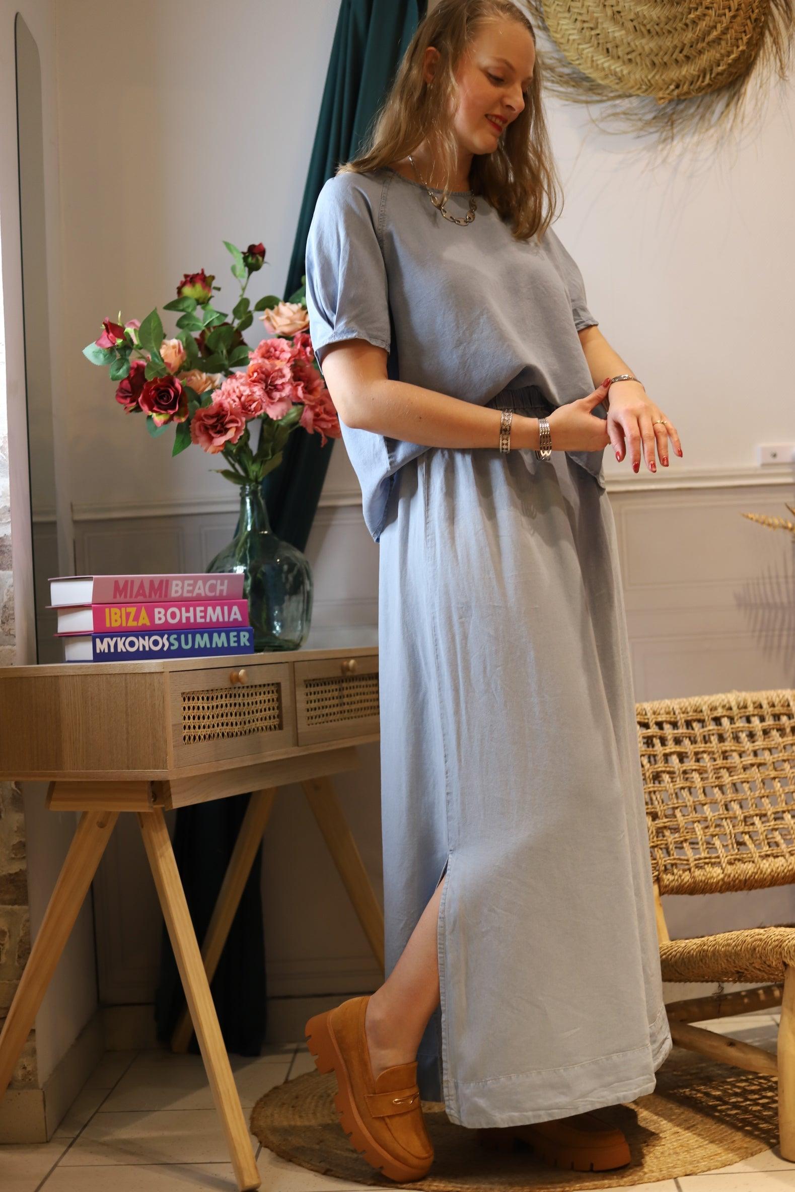 Blouse en Jean Manches Courtes - beautifulshop - boutique mode femme sur Angoulême 