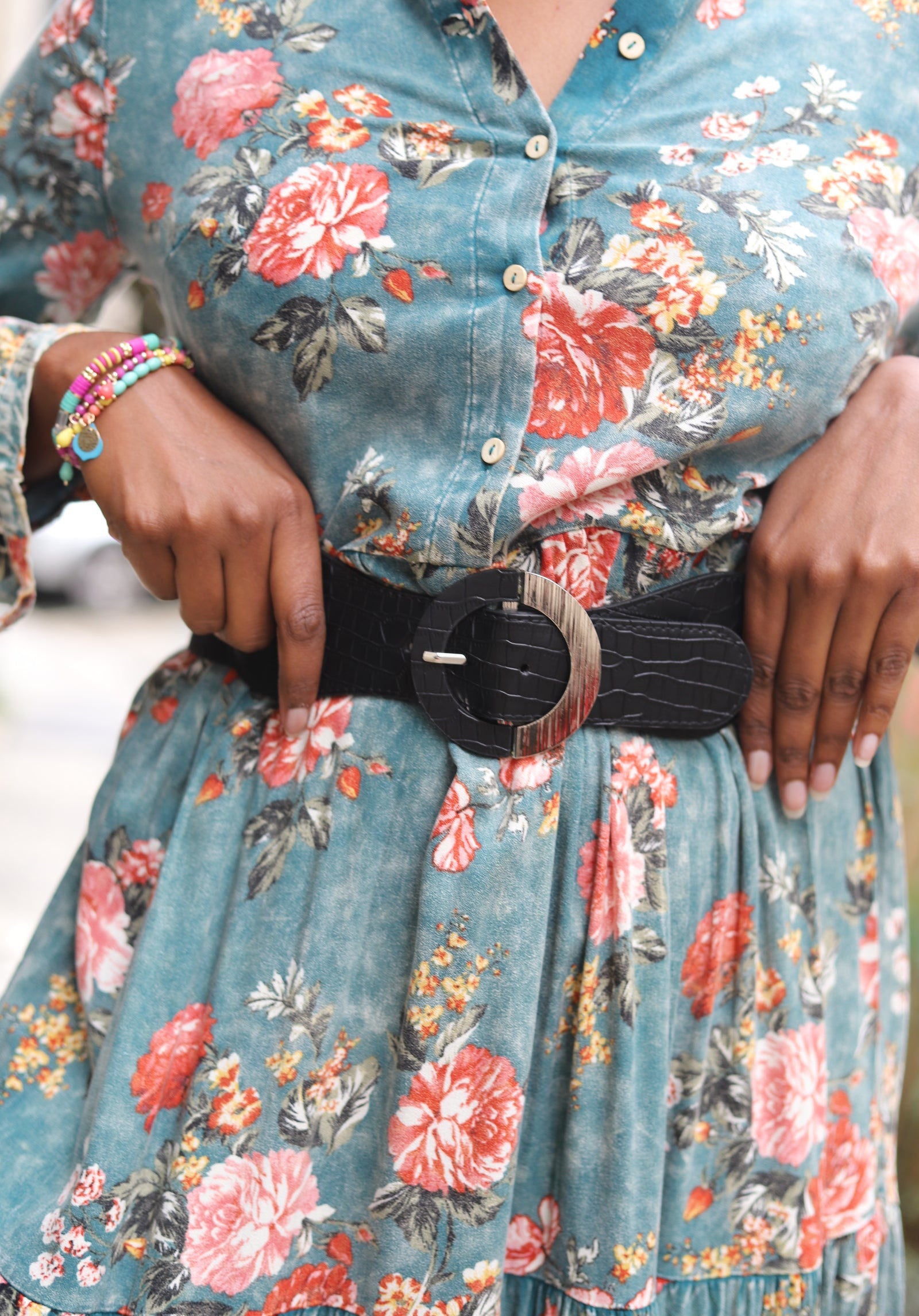 Ceinture large noire élastique avec boucle – Beautiful Shop