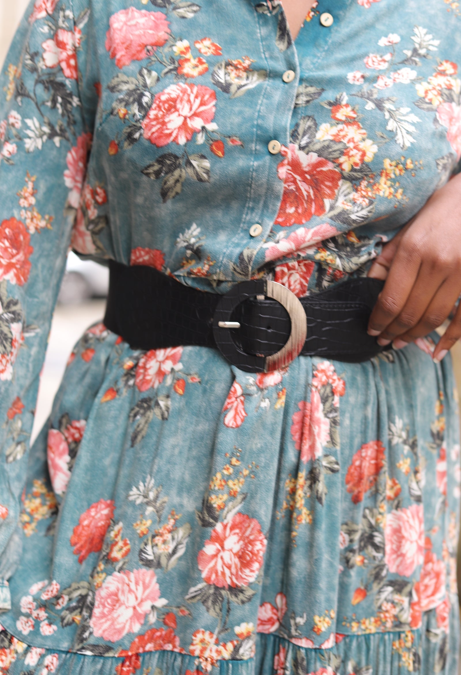 Ceinture large noire élastique avec boucle – Beautiful Shop