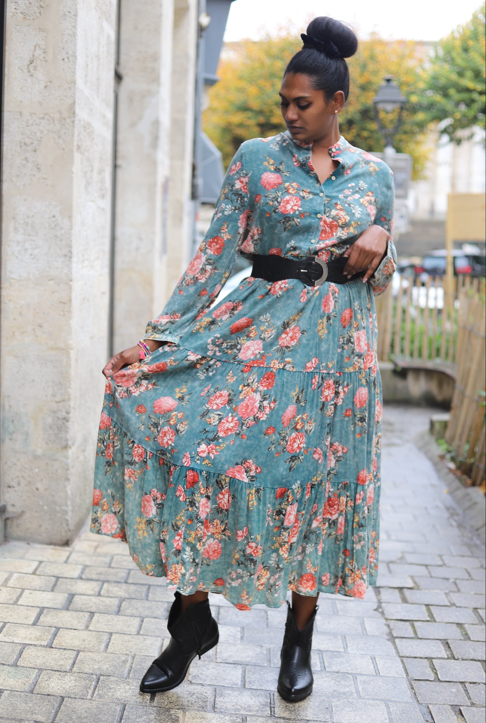 Robe Longue Chemise Imprimée Fleurie – beautifulshop