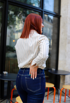 Chemise Blanche à Rayures Verticales-beautifulshop