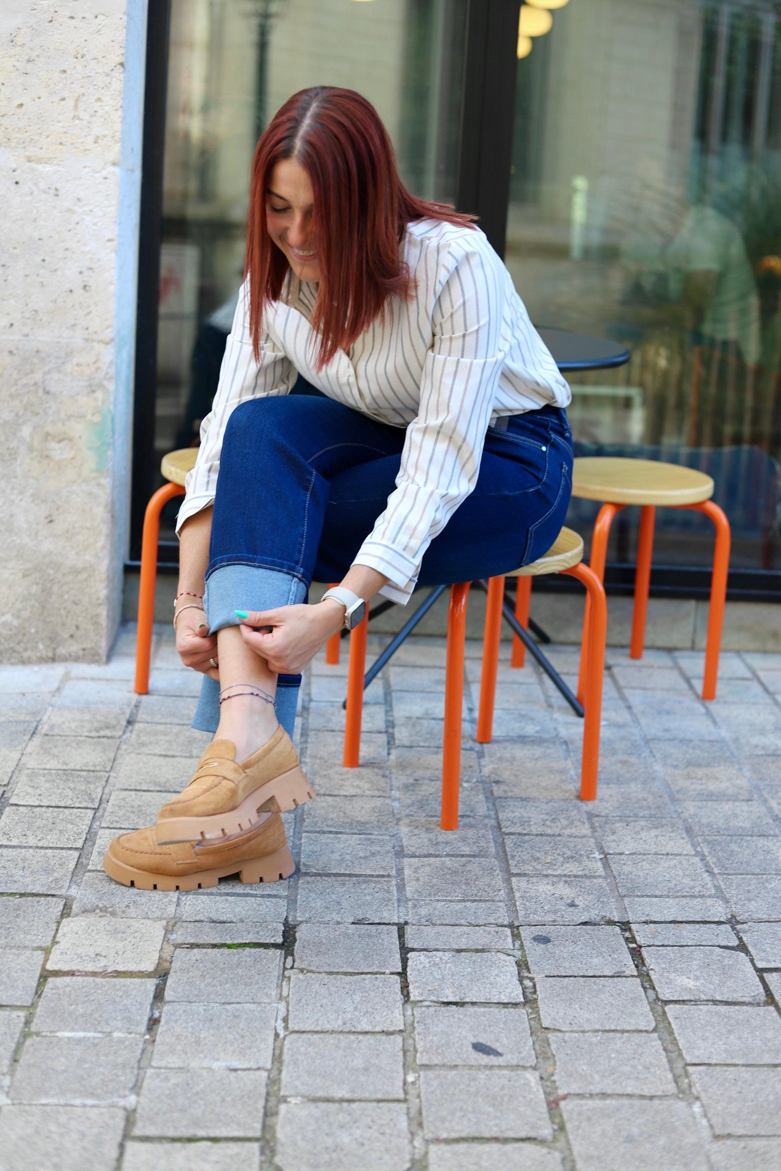 Chemise Blanche à Rayures Verticales-beautifulshop