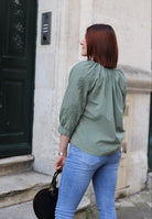 Chemise Bohème Brodée en Coton kaki - beautifulshop - magasin femme en Poitou Charente 