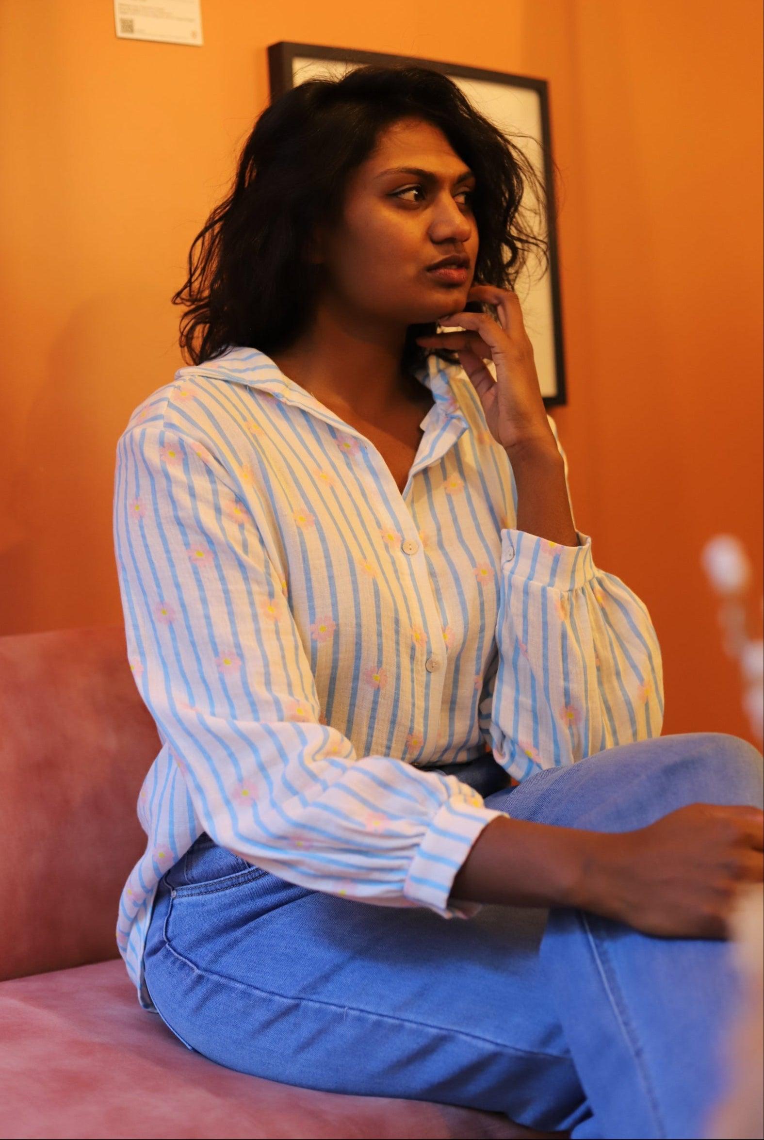 Chemise Femme en Gaze de Coton –  Motifs Fleuris - beautifulshop - boutique en Poitou Charente 