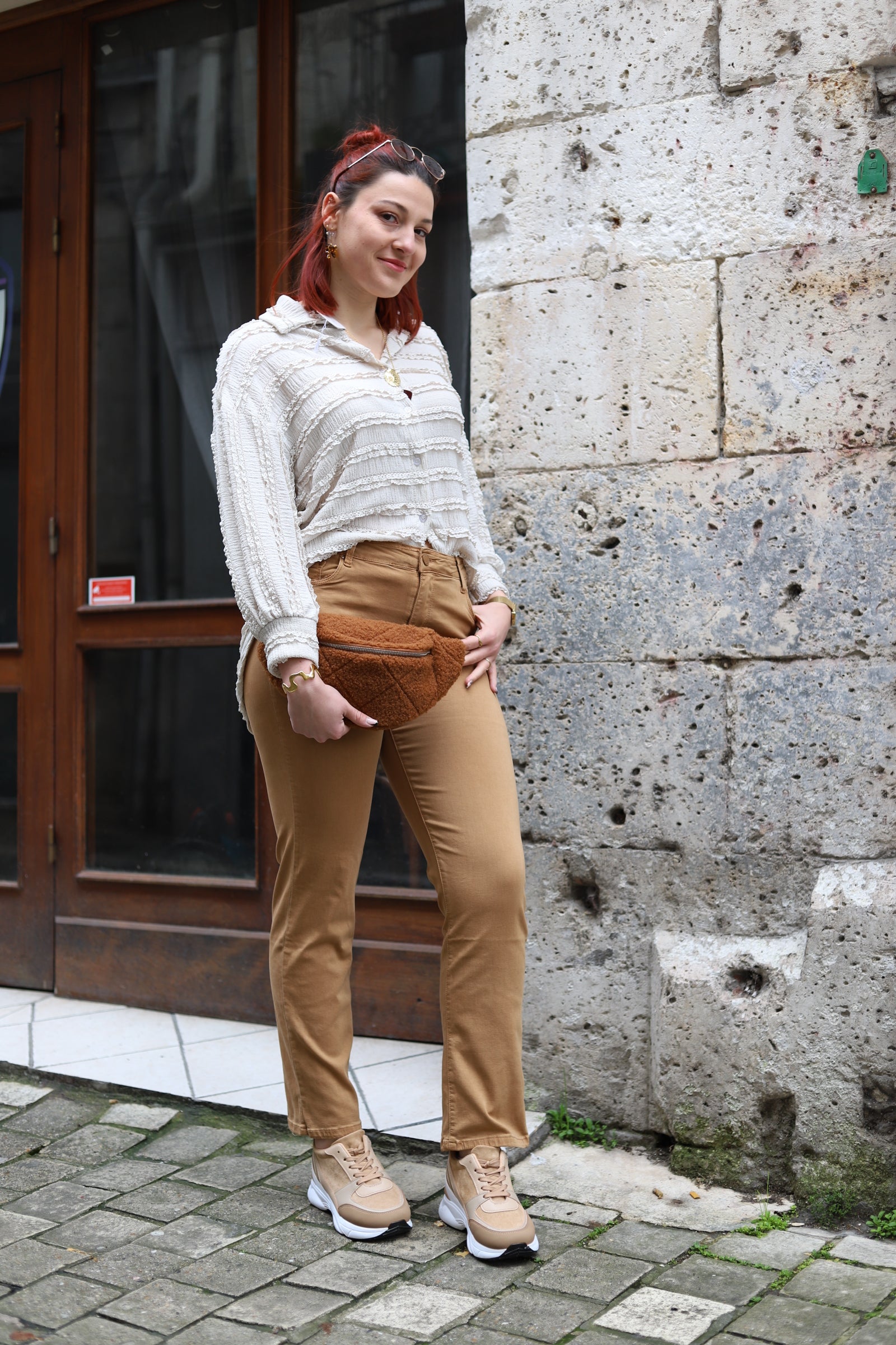 Chemisier Dentelle Beige Ample – Made in Italy