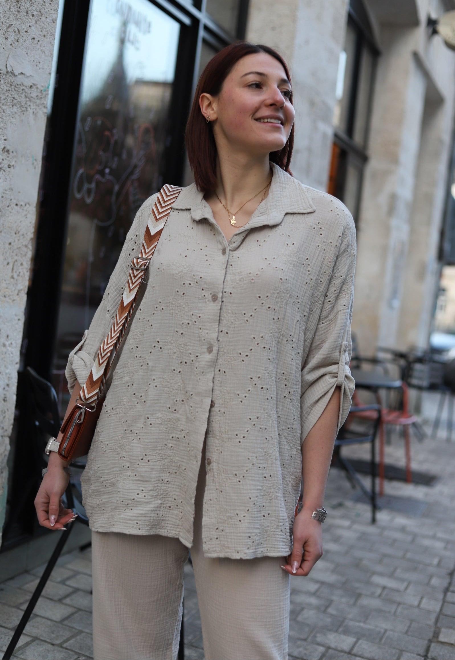 Chemisier en Gaze de Coton avec Broderie - beautifulshop - boutique femme sur Angoulême 