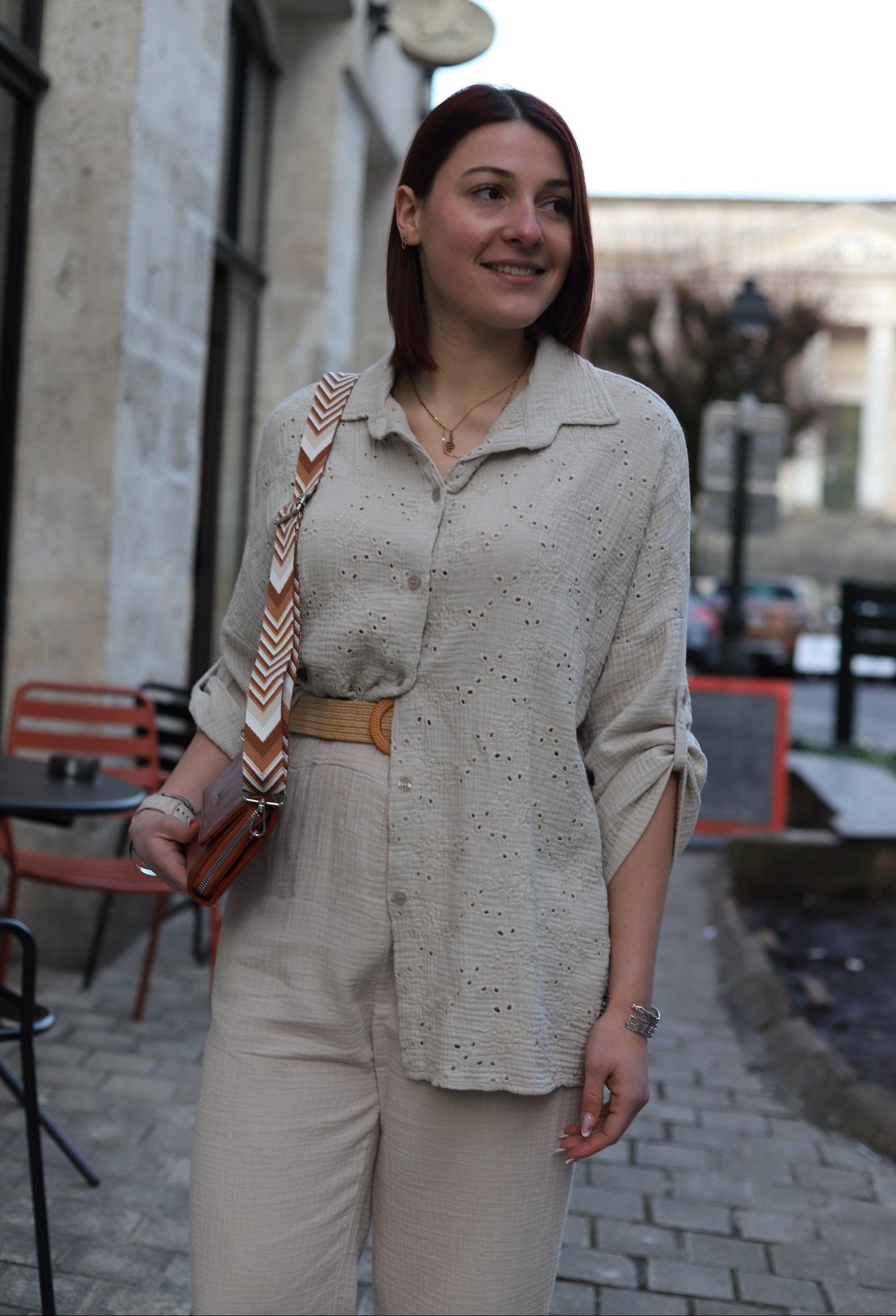 Chemisier en Gaze de Coton avec Broderie - beautifulshop - boutique femme sur Angoulême 