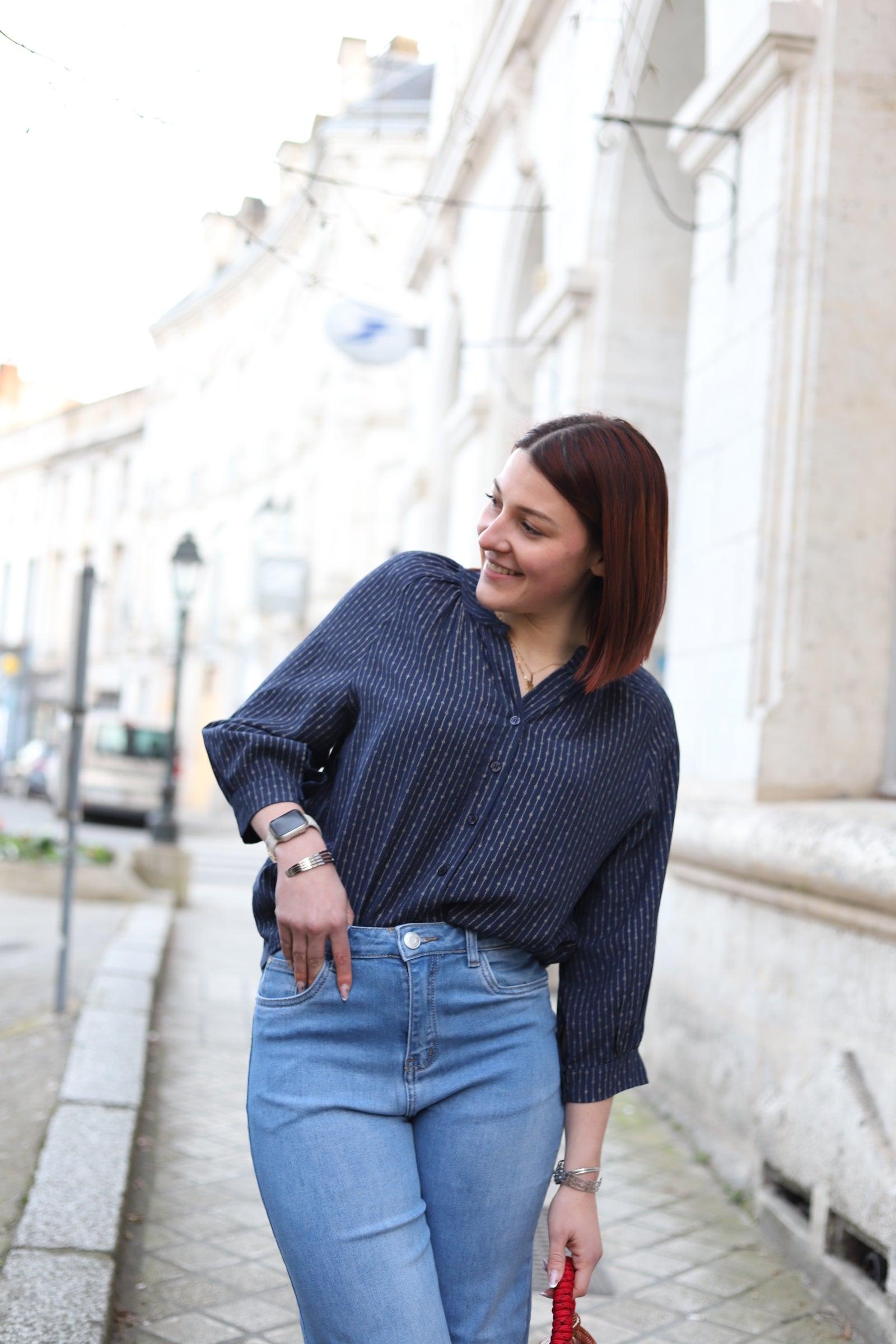 Chemise Fluide Femme à Rayures Dorées - beautifulshop