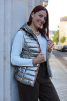 Doudoune Sans Manches Réversible Métallisée-beautifulshop