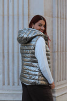 Doudoune Sans Manches Réversible Métallisée-beautifulshop