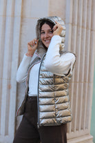 Doudoune Sans Manches Réversible Métallisée-beautifulshop 