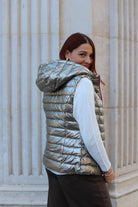 Doudoune Sans Manches Réversible Métallisée-beautifulshop