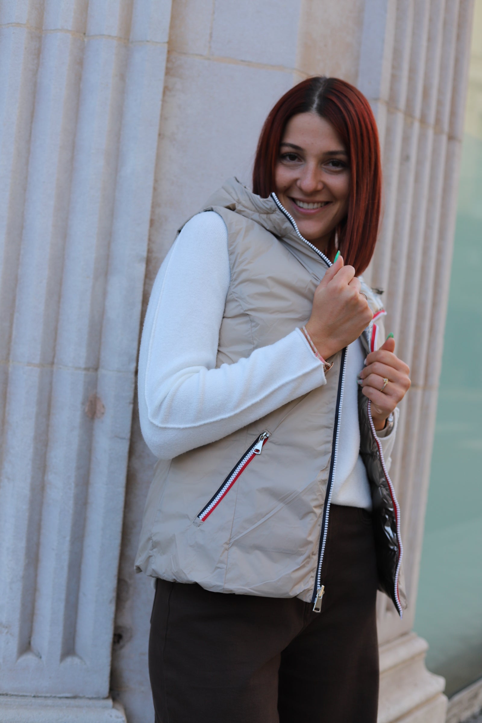 Doudoune Sans Manches Réversible Métallisée-beautifulshop