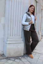 Doudoune Sans Manches Réversible Métallisée-beautifulshop