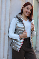 Doudoune Sans Manches Réversible Métallisée-beautifulshop