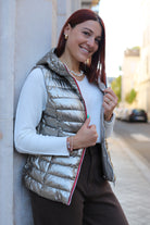 Doudoune Sans Manches Réversible Métallisée-beautifulshop