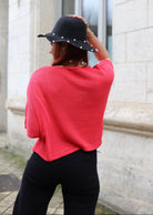 Gilet Kimono Framboise en Maille Coton