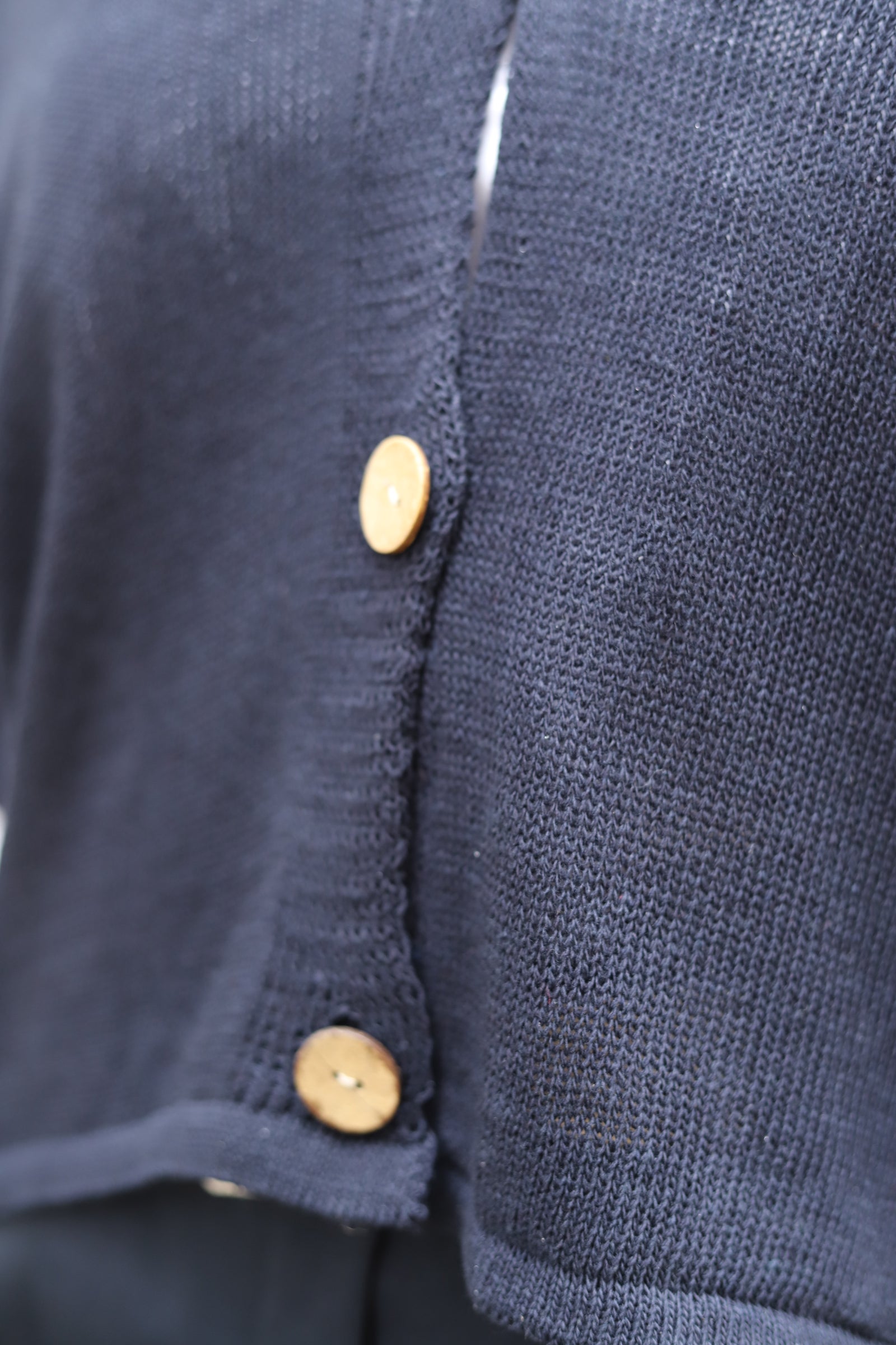 Gilet Kimono bleu marine en Maille Coton