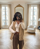 Gilet Sans Manches Texturé Camel | Élégance Casual & Confort-beautifulshop