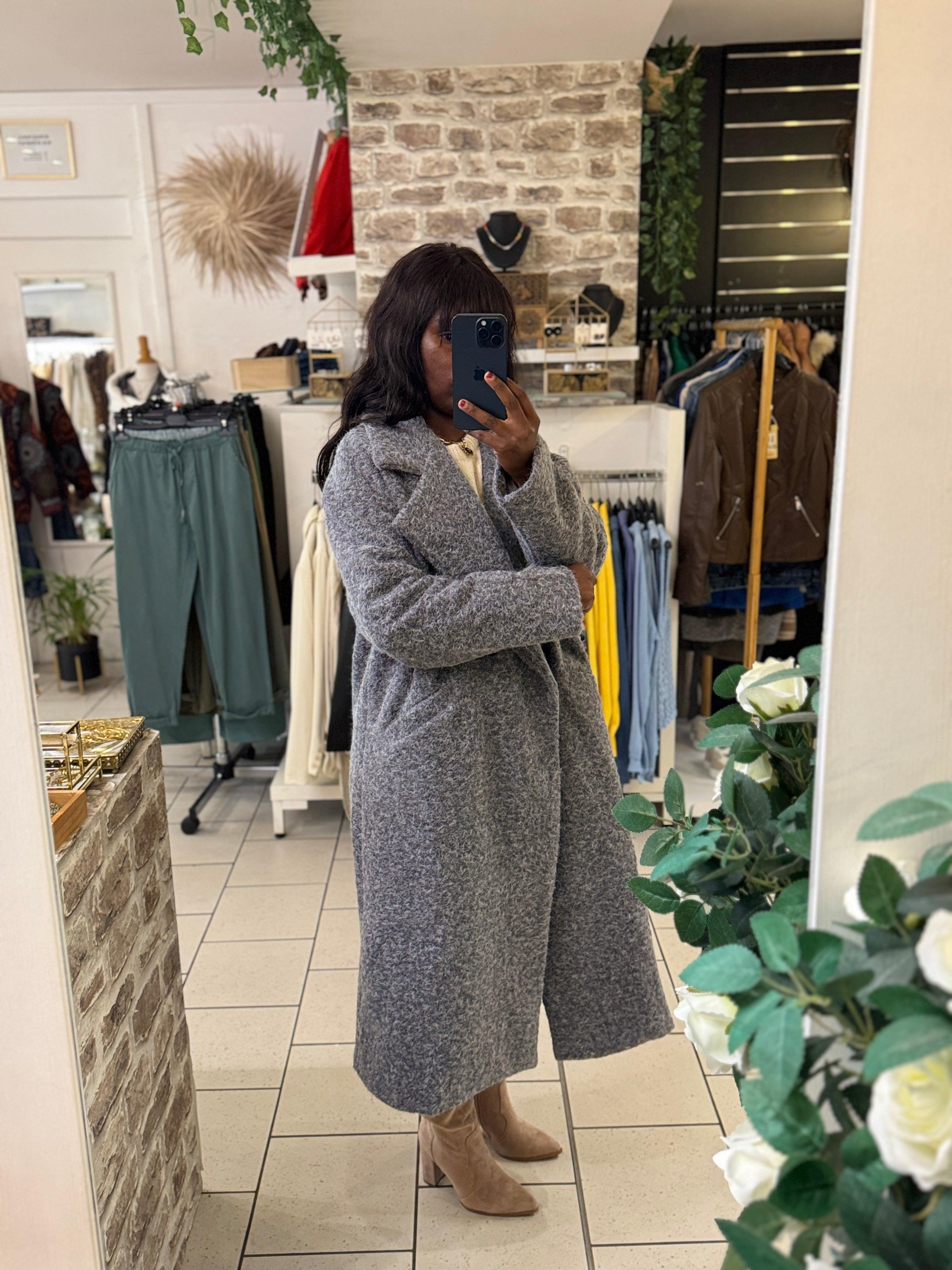 Manteau oversize fashion gris