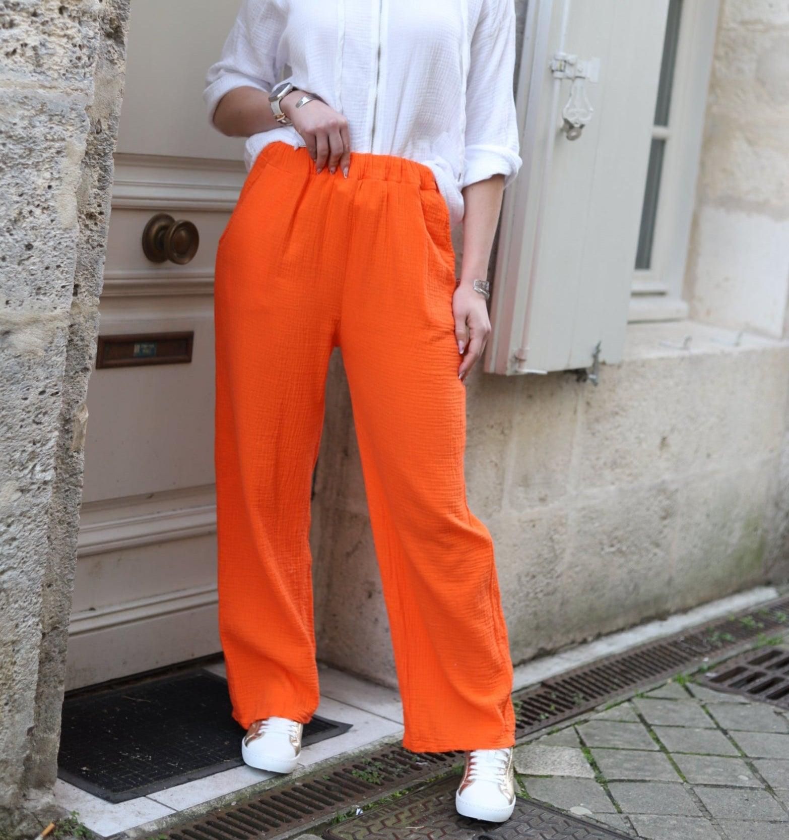 Pantalon Large en Gaze de Coton - beautifulshop - boutique de vêtements femmes sur Angoulême 