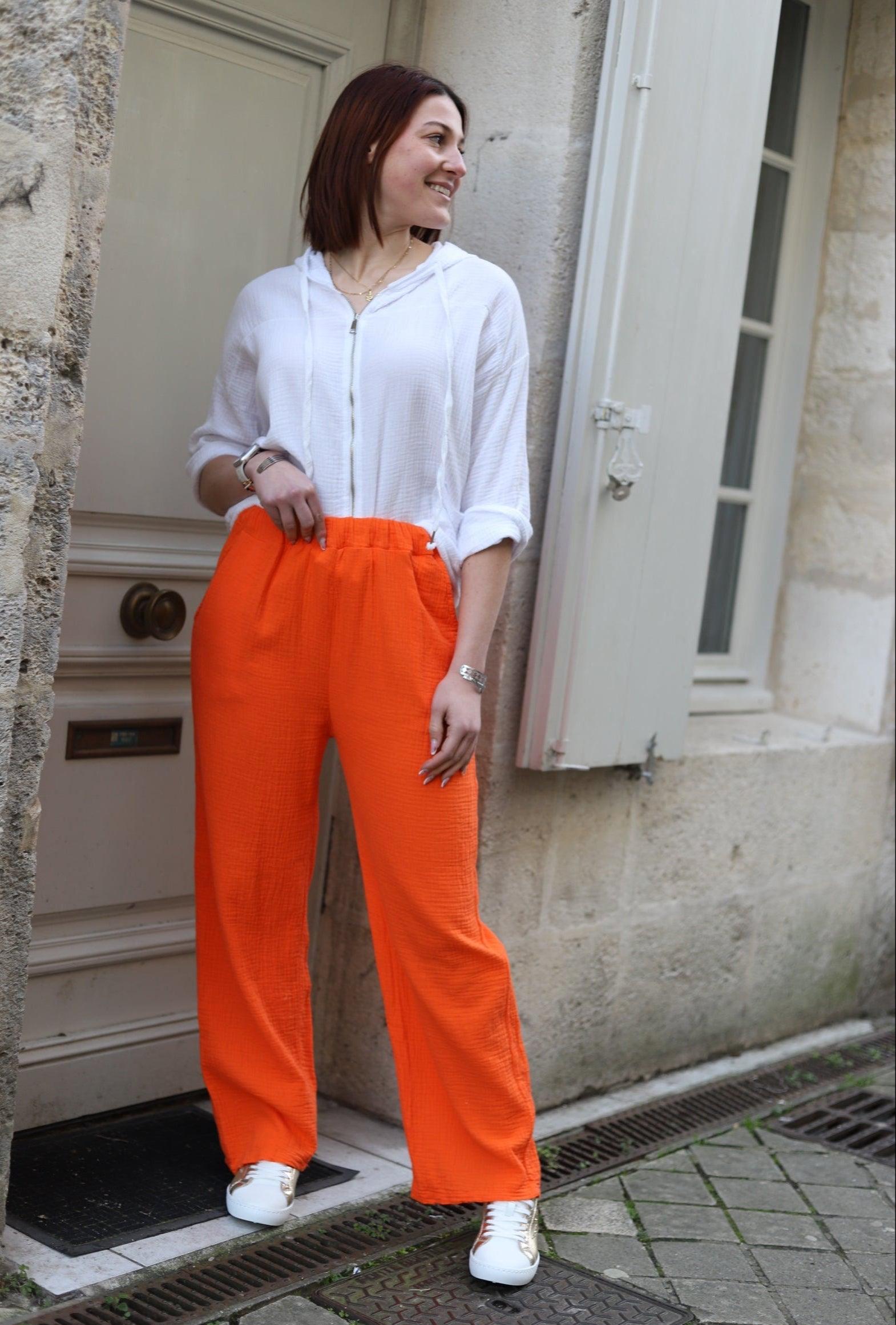Pantalon Large en Gaze de Coton - beautifulshop - boutique de vêtements femmes sur Angoulême 