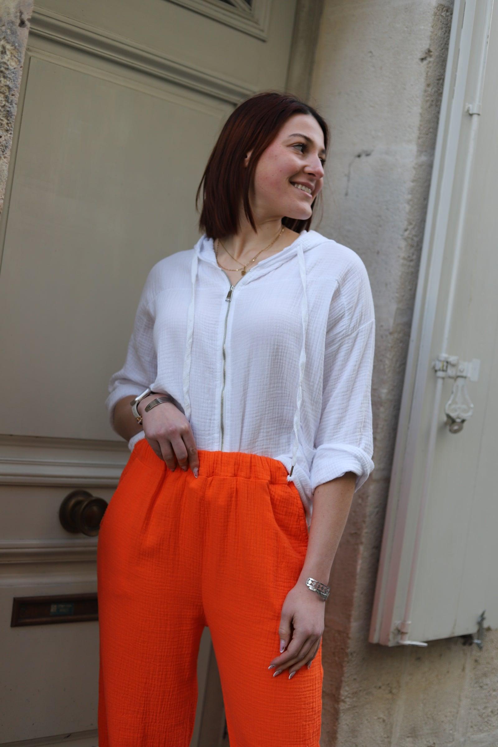 Pantalon Large en Gaze de Coton - beautifulshop - boutique de vêtements femmes sur Angoulême 