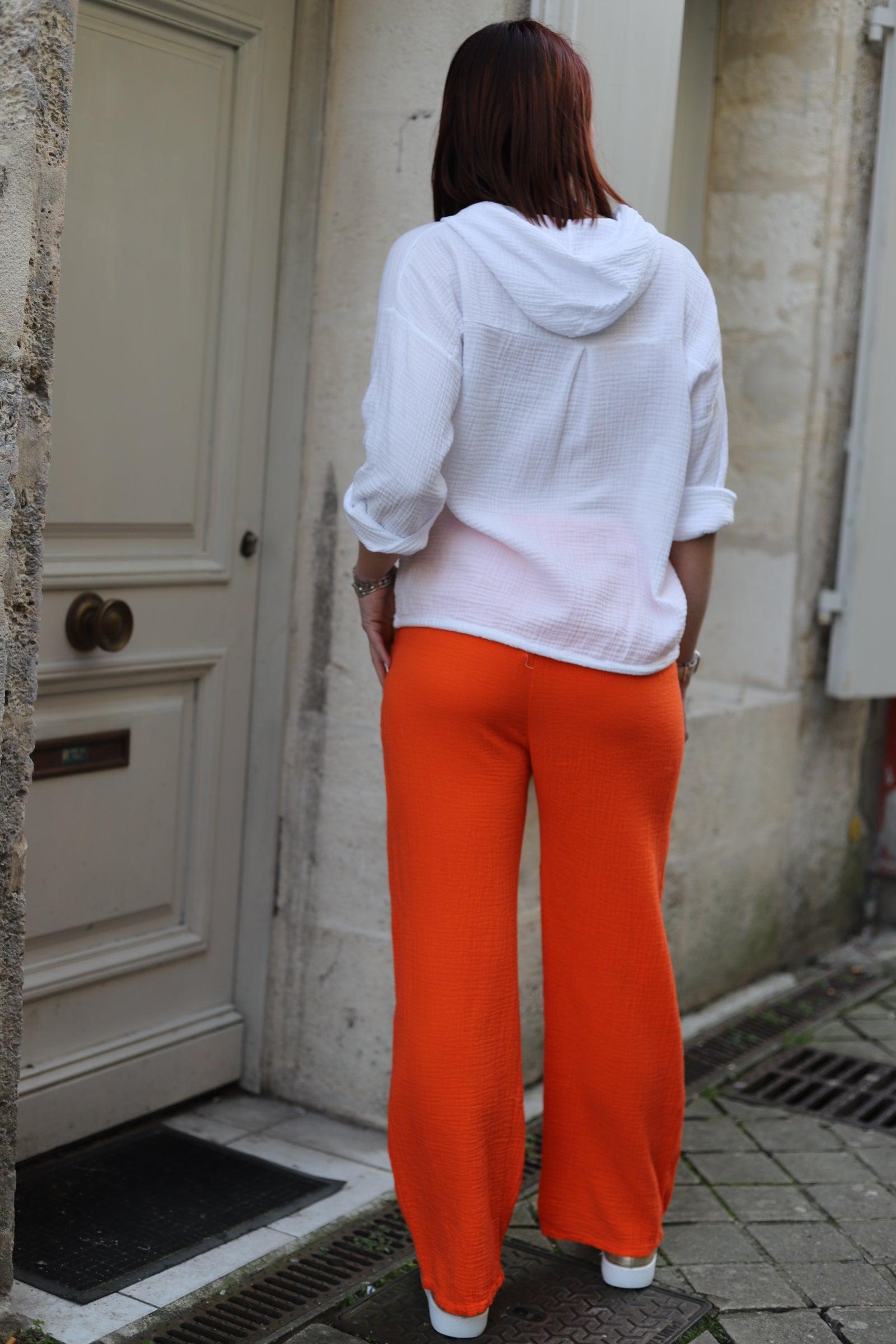 Pantalon Large en Gaze de Coton - beautifulshop - boutique de vêtements femmes sur Angoulême 