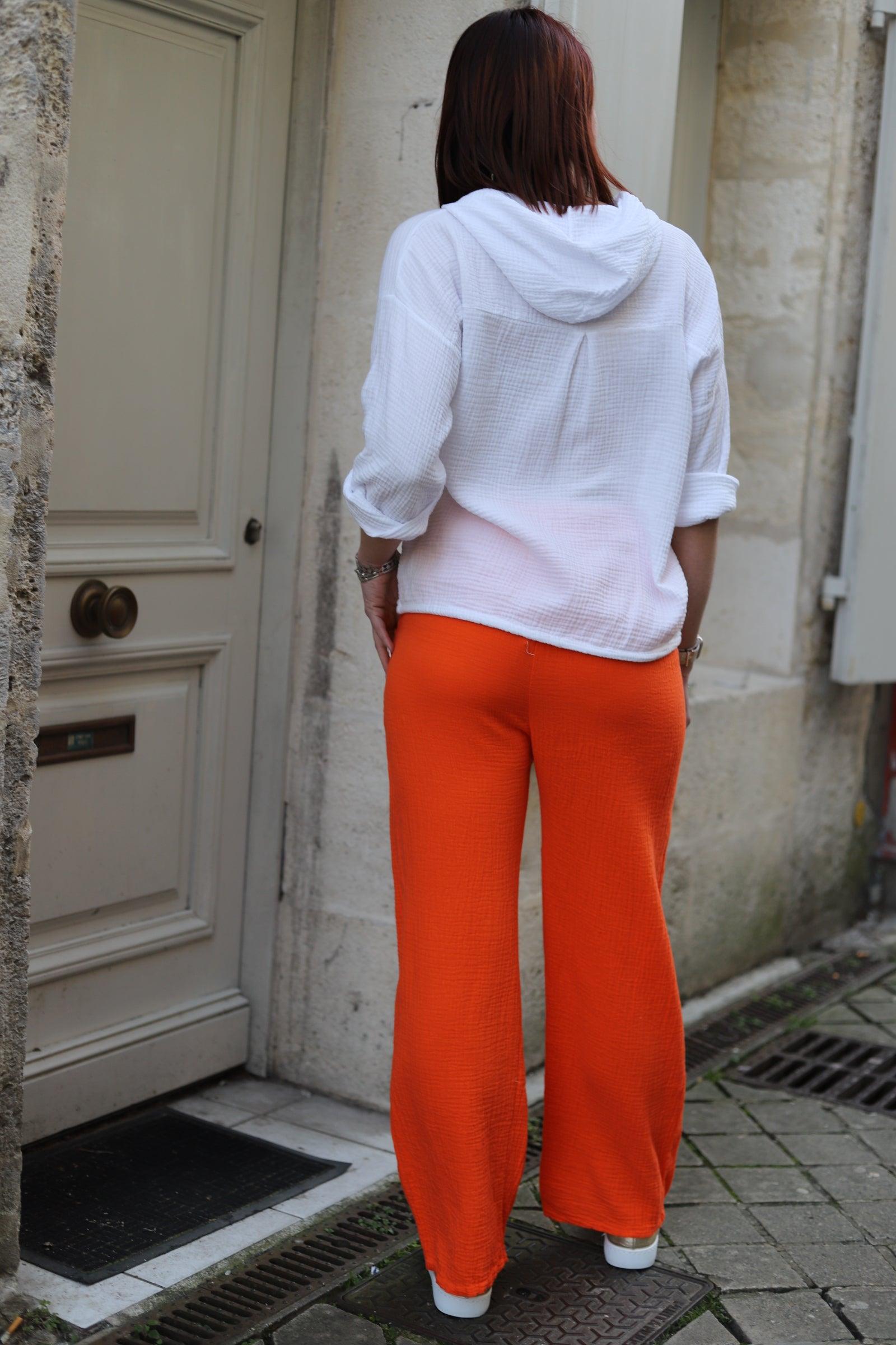 Pantalon Large en Gaze de Coton - beautifulshop - boutique de vêtements femmes sur Angoulême 