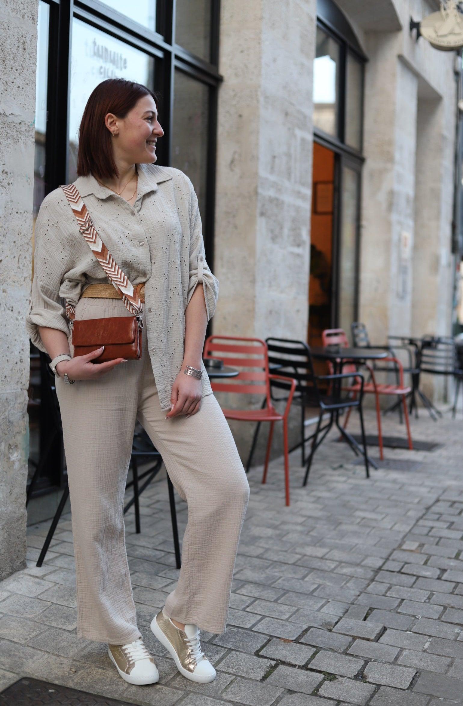 Pantalon Large en Gaze de Coton - beautifulshop - boutique de vêtements femmes en Poitou Charente 