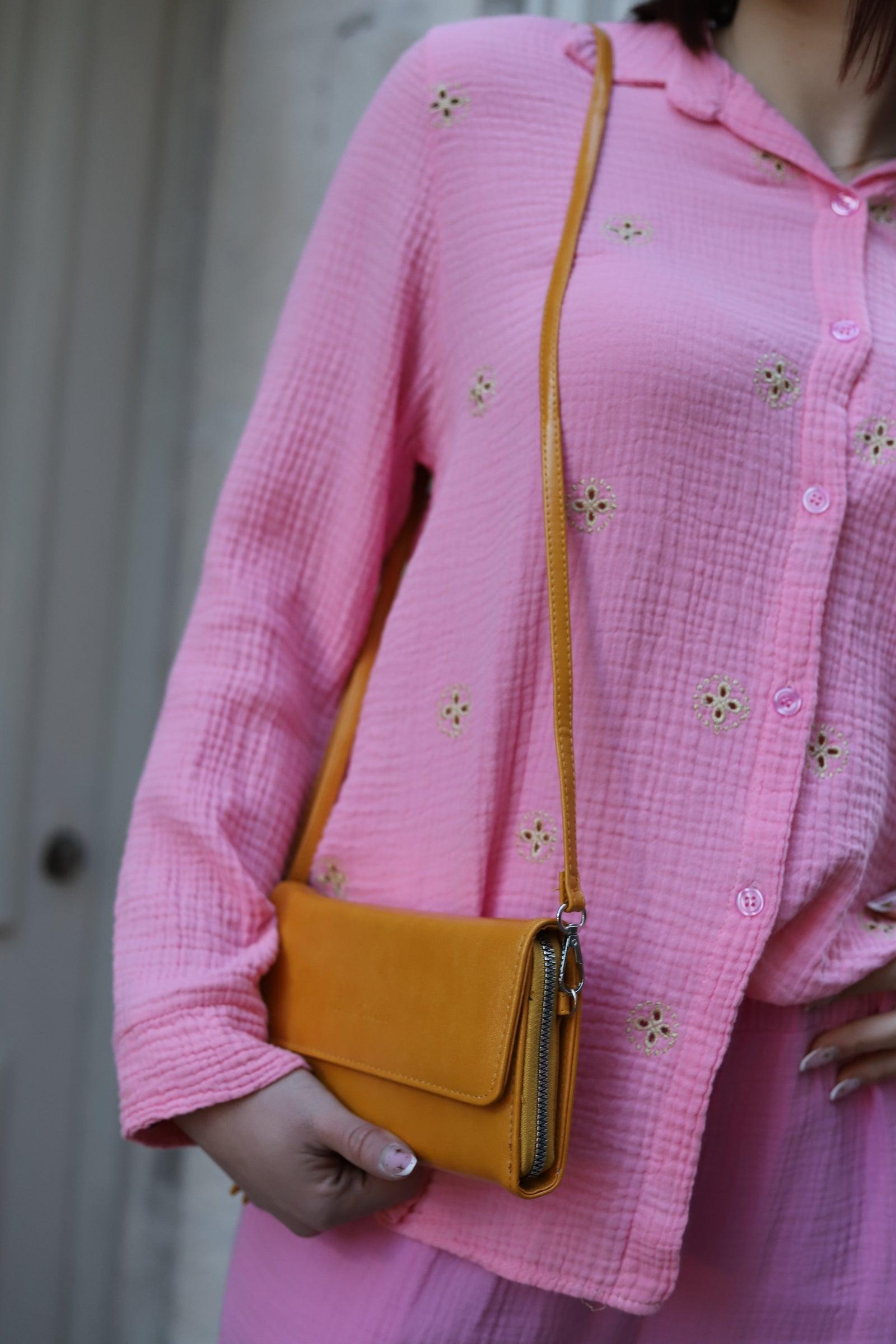 Chemisier en Gaze de Coton à Broderies Dorées rose - beautifulshop - boutique femme en  poitou Charente 