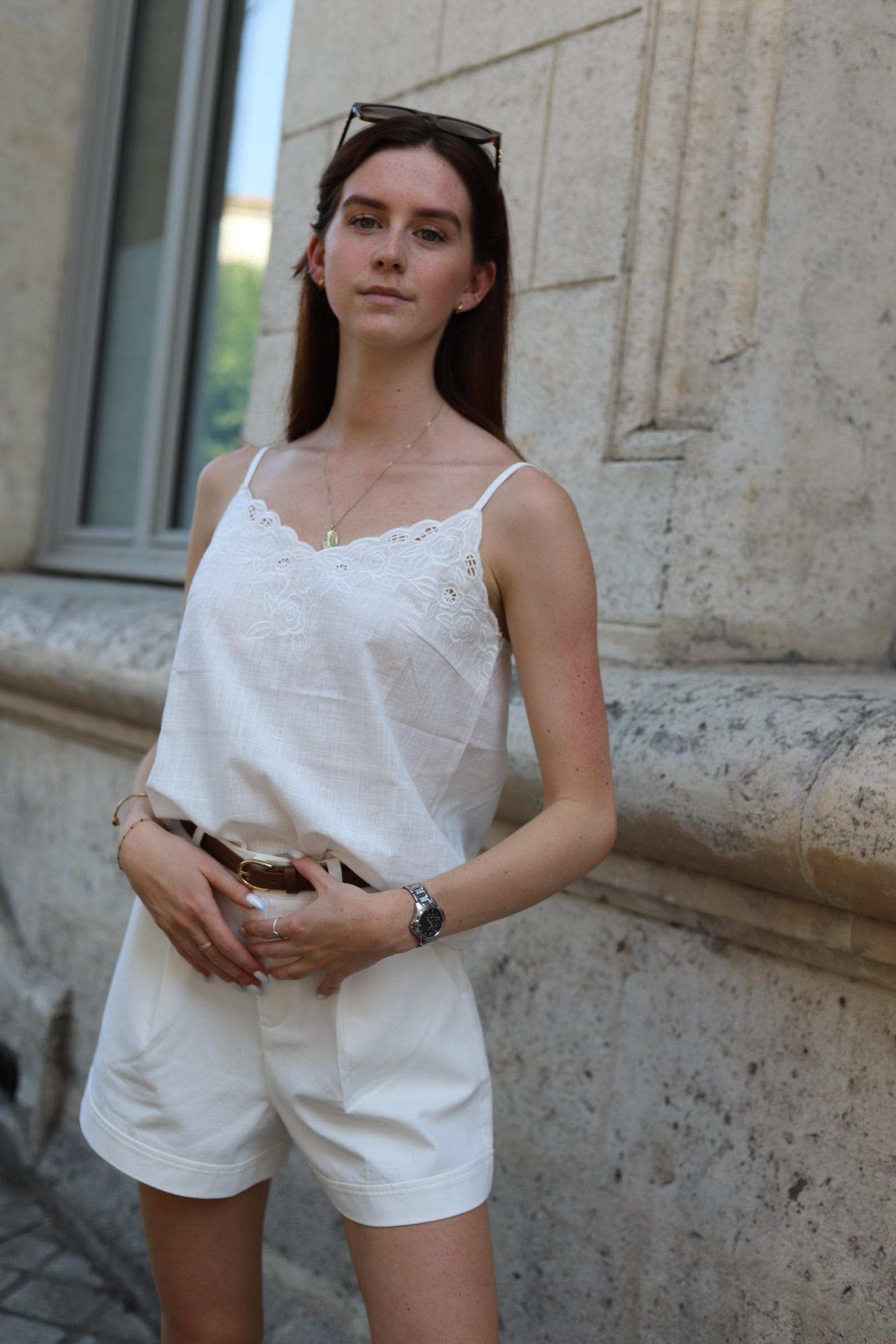 Débardeur en coton brodé-beautifulshop 