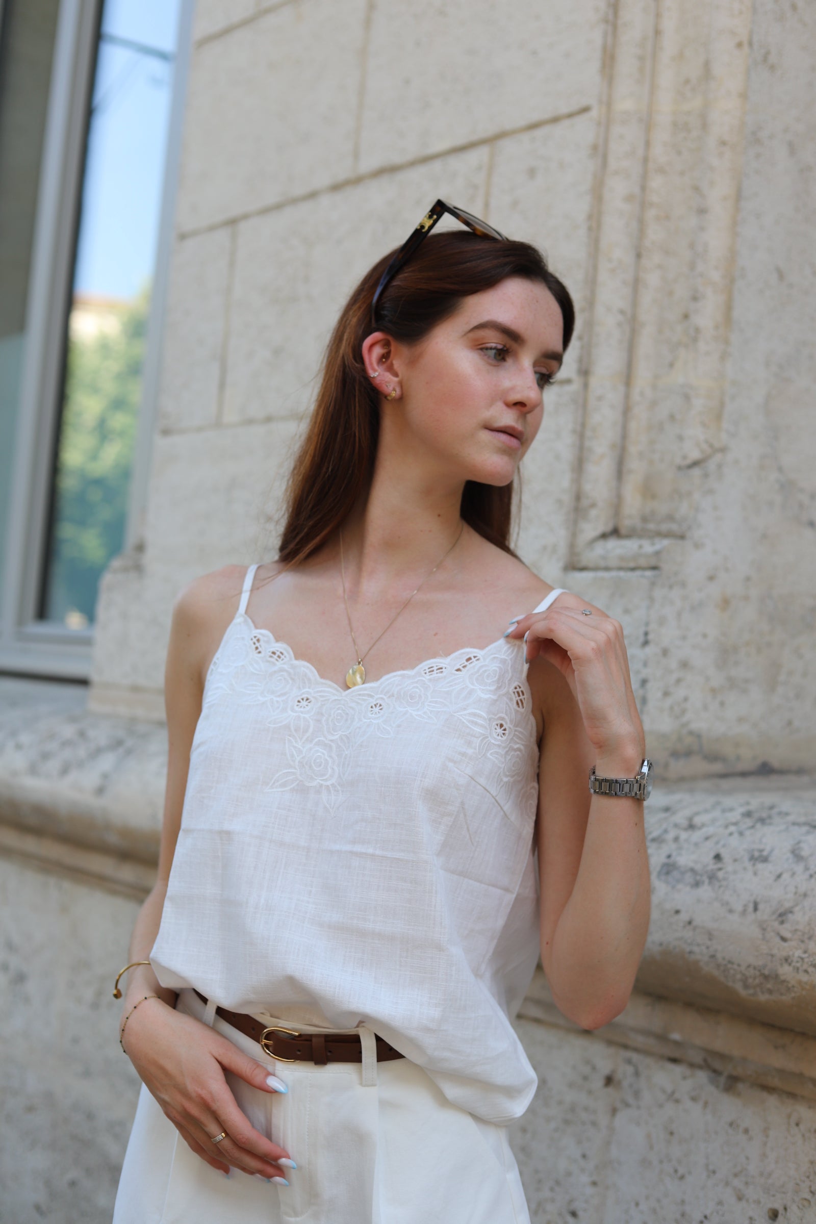 Débardeur en coton brodé-beautifulshop 