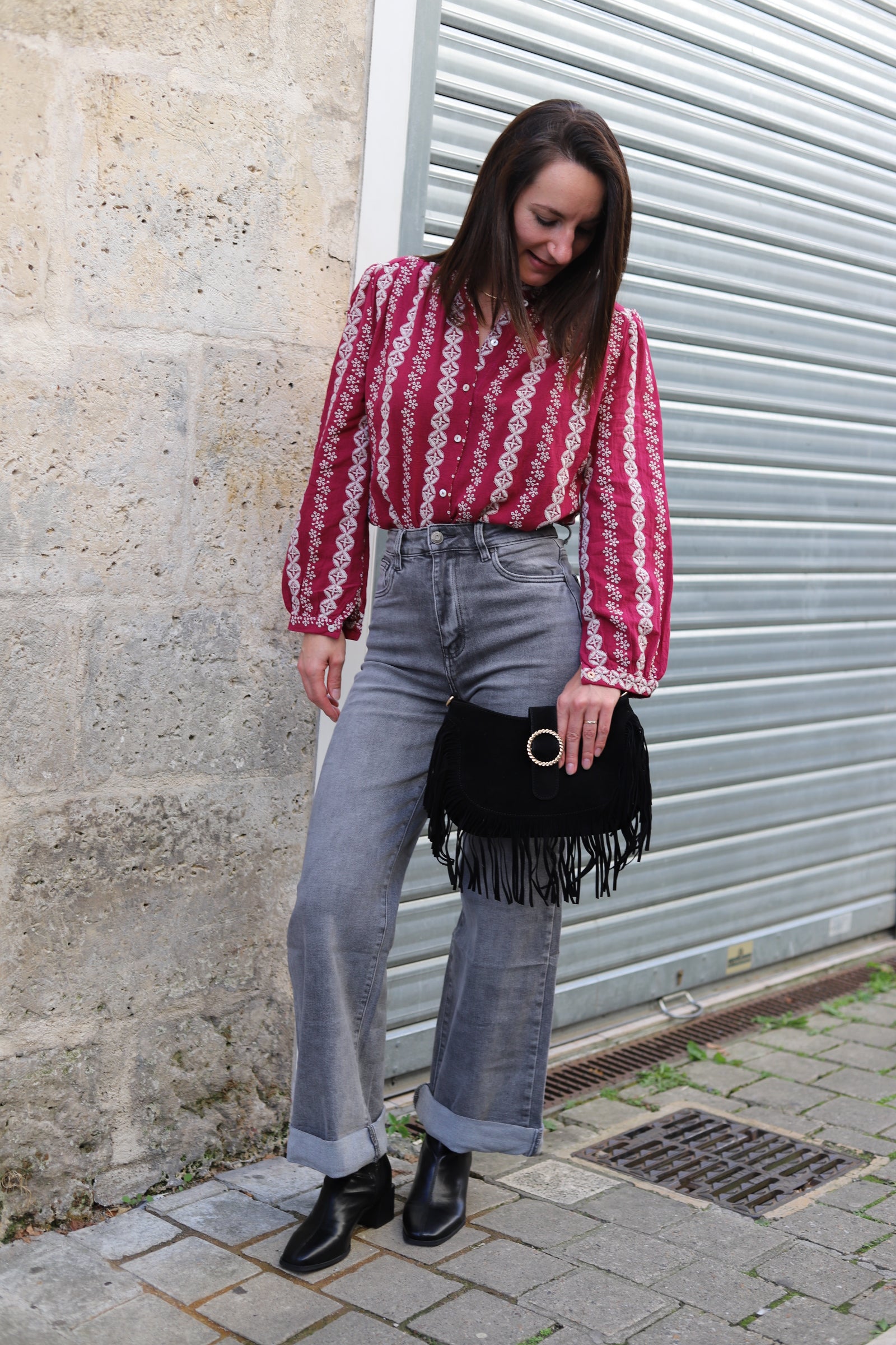 Sac à bandoulière frangé kaki – Esprit bohème chic-beautifulshop-boutique- Angoulême 