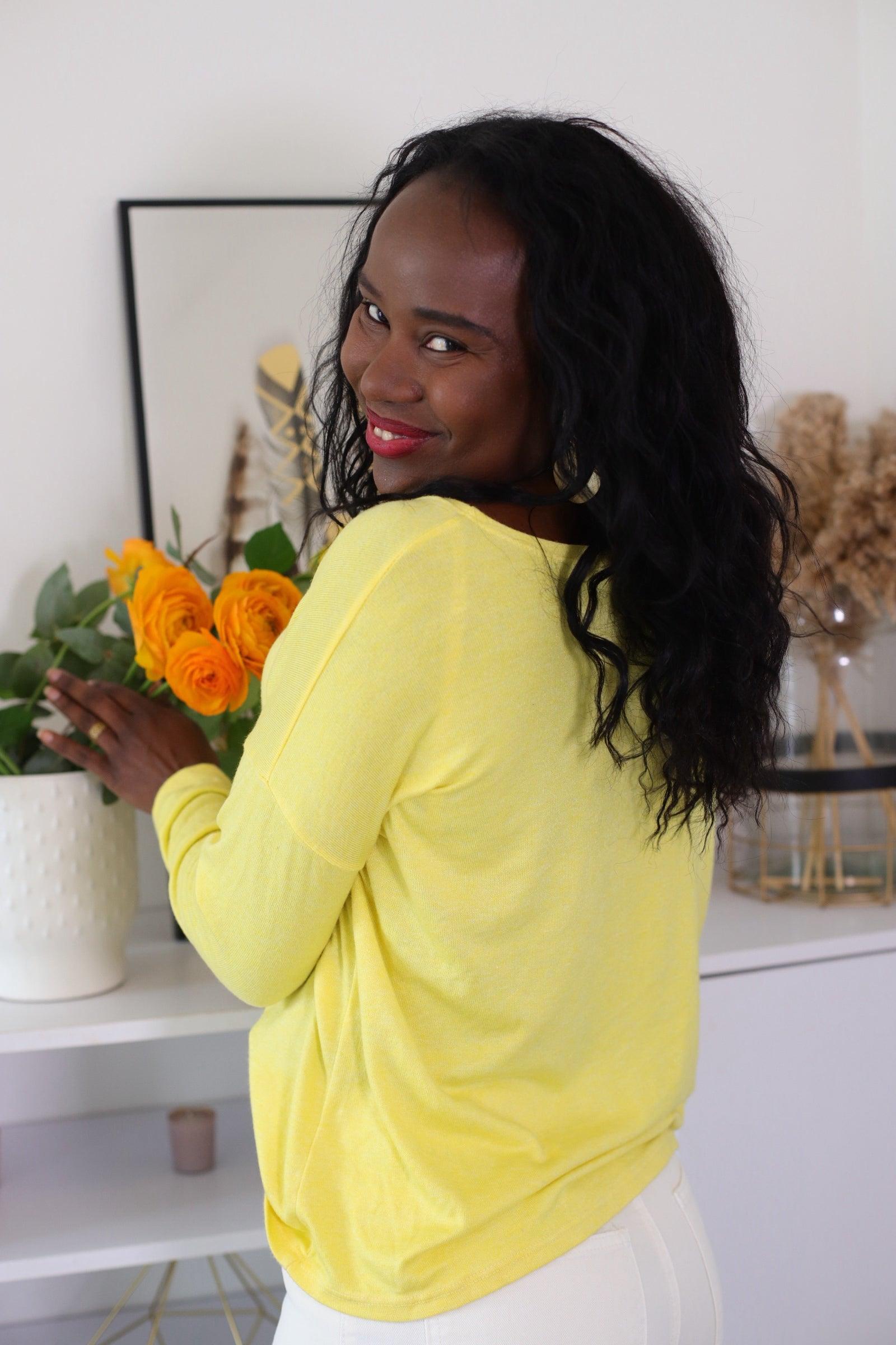 Gilet Fin en Laine & Angora jaune - beautifulshop 