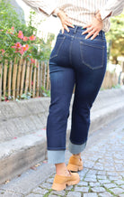 Jean Droit Stretch à Revers-beautifulshop