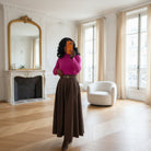 Jupe Longue Café Plissée-beaiutifulshop