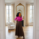 Jupe Longue Café Plissée-beaiutifulshop