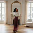 Jupe Longue Plissée Bordeaux-beautifulshop