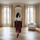 Jupe Longue Plissée Bordeaux-beautifulshop