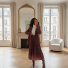 Jupe Longue Plissée Bordeaux-beautifulshop