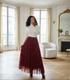 Jupe Longue en Tulle Bordeau-BEAUTIFULSHOP