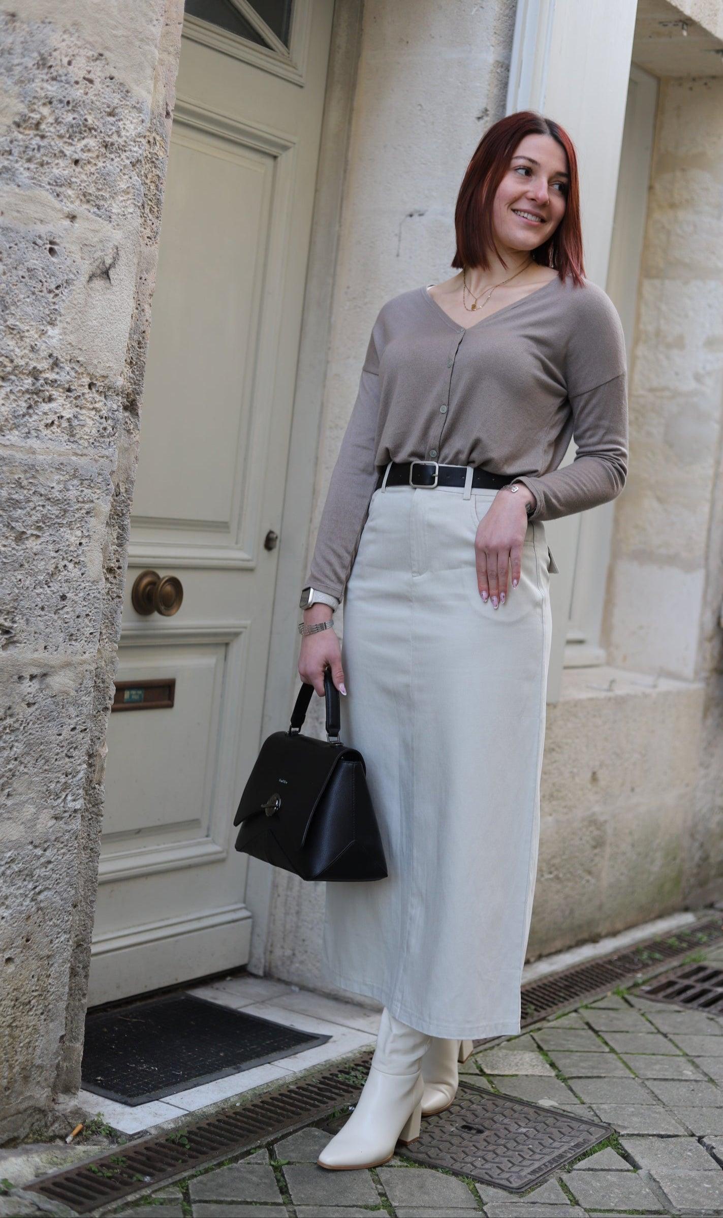 Jupe Longue en jean Taille Haute - beautifulshop