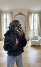 Manteau Court Noir en Fausse Fourrure | Look Glam & Chic pour l’Hiver-beautifulshop