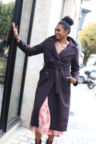 Manteau long ceinturé femme chocolat – Élégant & tendance | Beautiful Shop